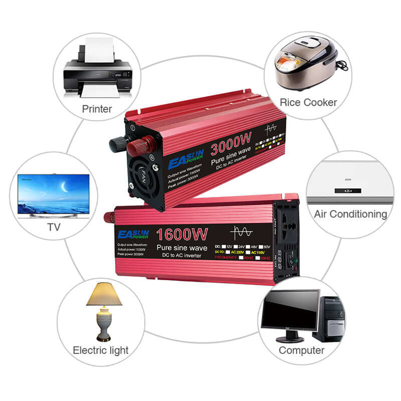 EASUN POWER 1000W/1600W/2200W/3000W DC 12V/24V to AC 220V Pure Sine Wave Inverter