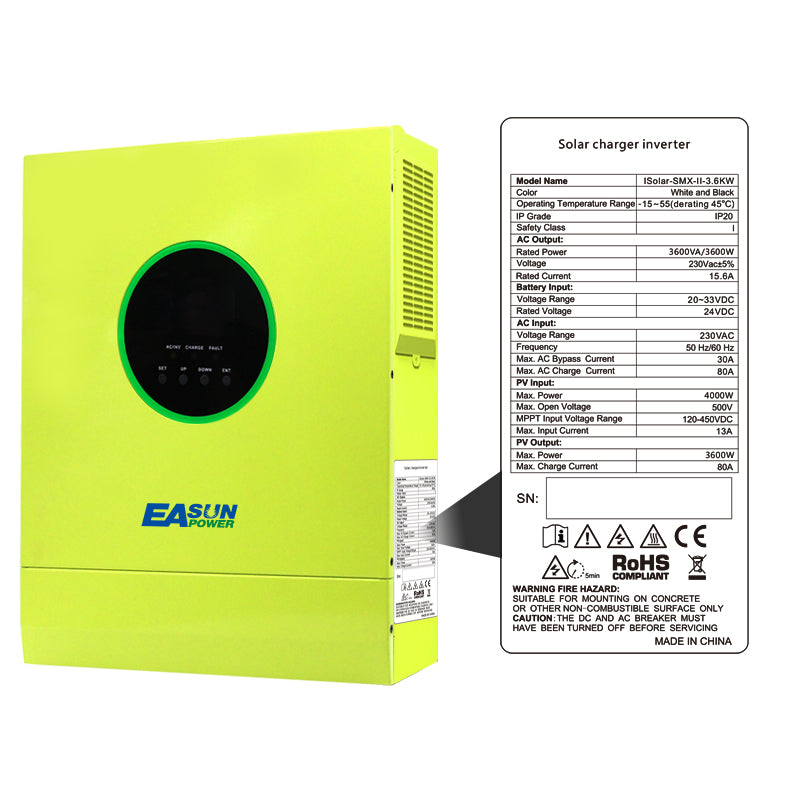 EASUN POWER 3.6KW 24V MPPT Solar Inverter with WiFi PV Power 4000W