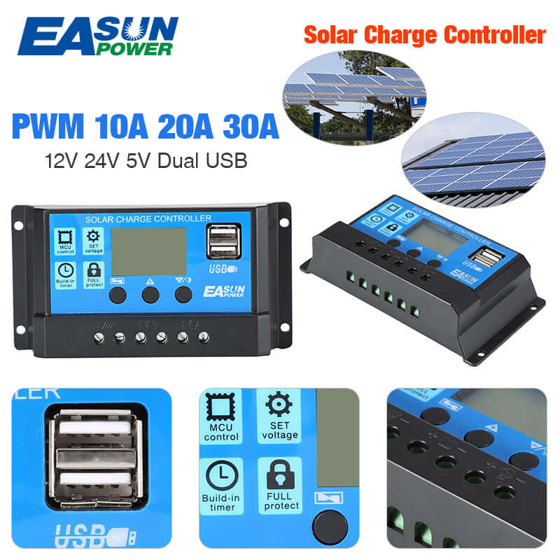 EASUN POWER 10A 20A 30A 40A 50A 60A PWM Solar Charge Controller