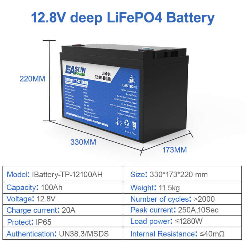 EASUN POWER 12.8V 50AH/100AH/150AH/200AH LiFePO4 Lithium Iron Phosphate Battery