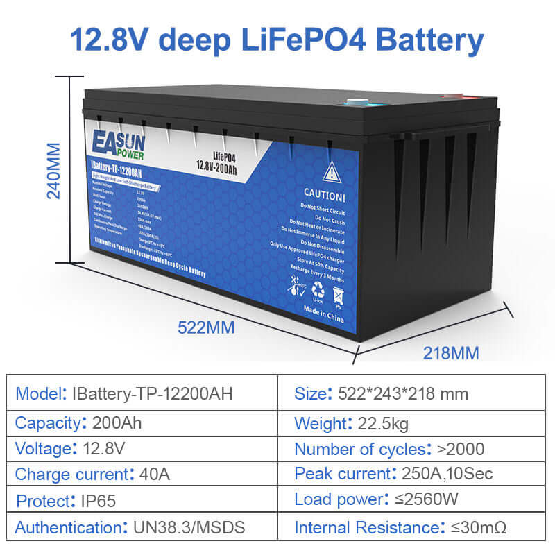 EASUN POWER 12.8V 50AH/100AH/150AH/200AH LiFePO4 Lithium Iron Phosphate Battery