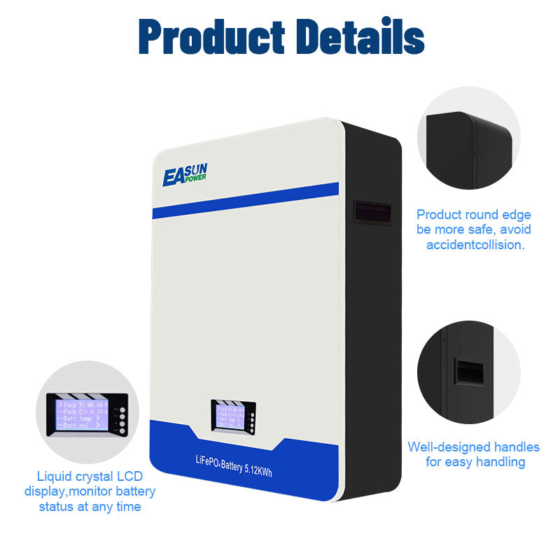 EASUN POWER 51.2V 100AH/200AH LiFePO4 Lithium Battery with BMS System