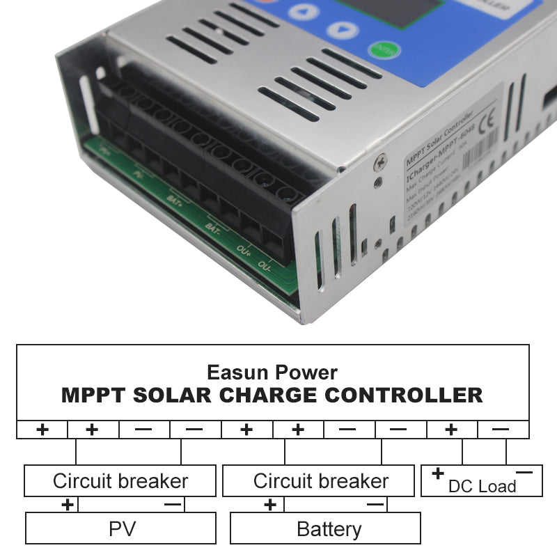 EASUN POWER 60A MPPT Solar Charge Controller 12V 24V 36V 48V Battery PV Input 180VOC