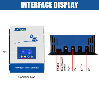 EASUN POWER 80AH/100AH MPPT Solar Charge Controller 12V 24V 36V 48V Battery PV Input 150VOC